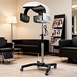 Giuggiolared Bodenständer Salon Friseur Trockenhaube, Haartrockenhaube mit 130-155cm Höhe Standfuß, Temperaturbereich 0-80℃, Heizungsprozessor für Friseursalons, Salons und Schönheitssalons