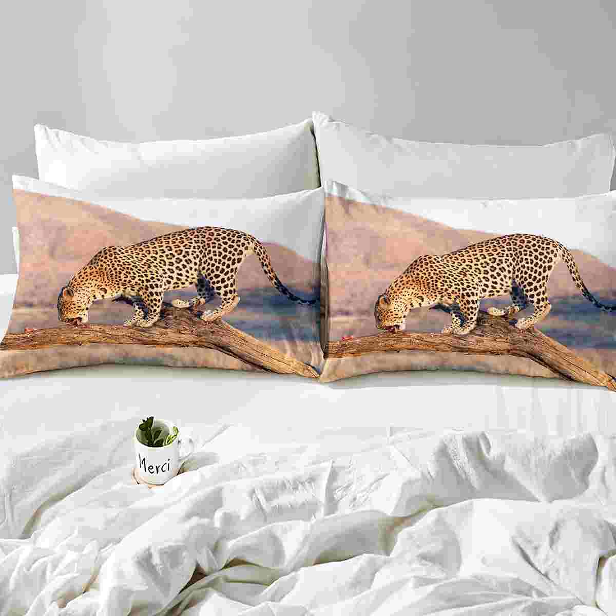 Piumino 3D leopardato Safari Ghepardo Piumino per Ragazzi Ragazze Bambini Animali Selvatici Trapunta Trapunta 230x220cm Piumino