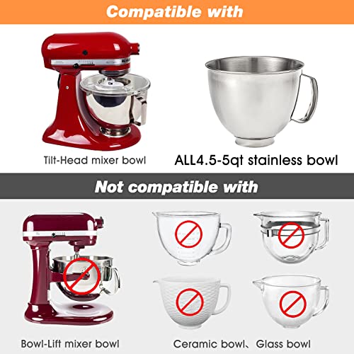 Bowl Cover Compatible with KitchenAid 4.5-5 Qt Tilt-Head Stand Mixer Bowl Covers with Extra Pouring Window, Dishwasher Safe Lid to Prevent Spilling (Pack of 1) by Tiga - Image 4