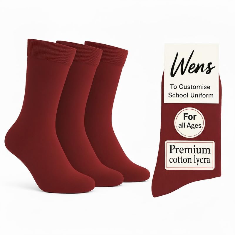 Image of Wens Plain Dark Socks for Girls, Boys, Kids & Men of All Ages (Pack of 3) | Heavy Elastic, Streachable & Comfortable Fit