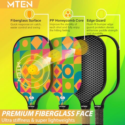 Image of MTEN Pickleball Paddles Set of 2 /4 /1, USAPA Approved Fiberglass Rackets