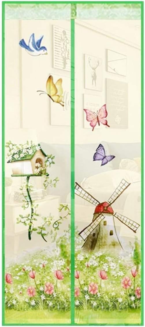 Magnetic Door Screen Fly Screen Door Bug Mesh Curtain Mosquito Mesh Curtain High Density Automatically Mesh Door Nets 35" x 83" Easy Install (Green)