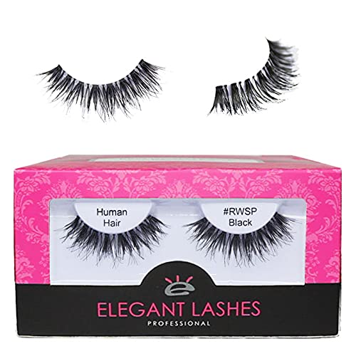 #RWSP Black (paquete de docena profesional - 12 pares)  Pestañas postizas finas (cabello humano 100% natural de primera calidad)