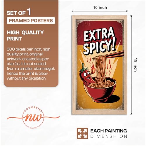 Image of NoWorries Wall art framed painting food posters for cafe decor (Synthetic wood frame) inch300 GSM premium art HD prints inch Wall painting for Home & Kitchen Decor (Pattern illustration)( Set of 1, Framed Painting) (NATURAL, ART-3, 10X19INCHES)
