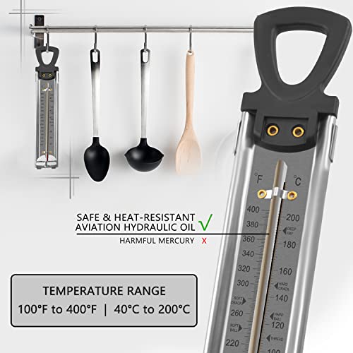 2 Pcs Thermometer Candy Deep Fry Oil Frying Syrup Jam Jelly Sugar Candy Making Food Cooking Stainless Steel Kitchen Thermometer With Pot Clip & Hanging Hole #TOP1