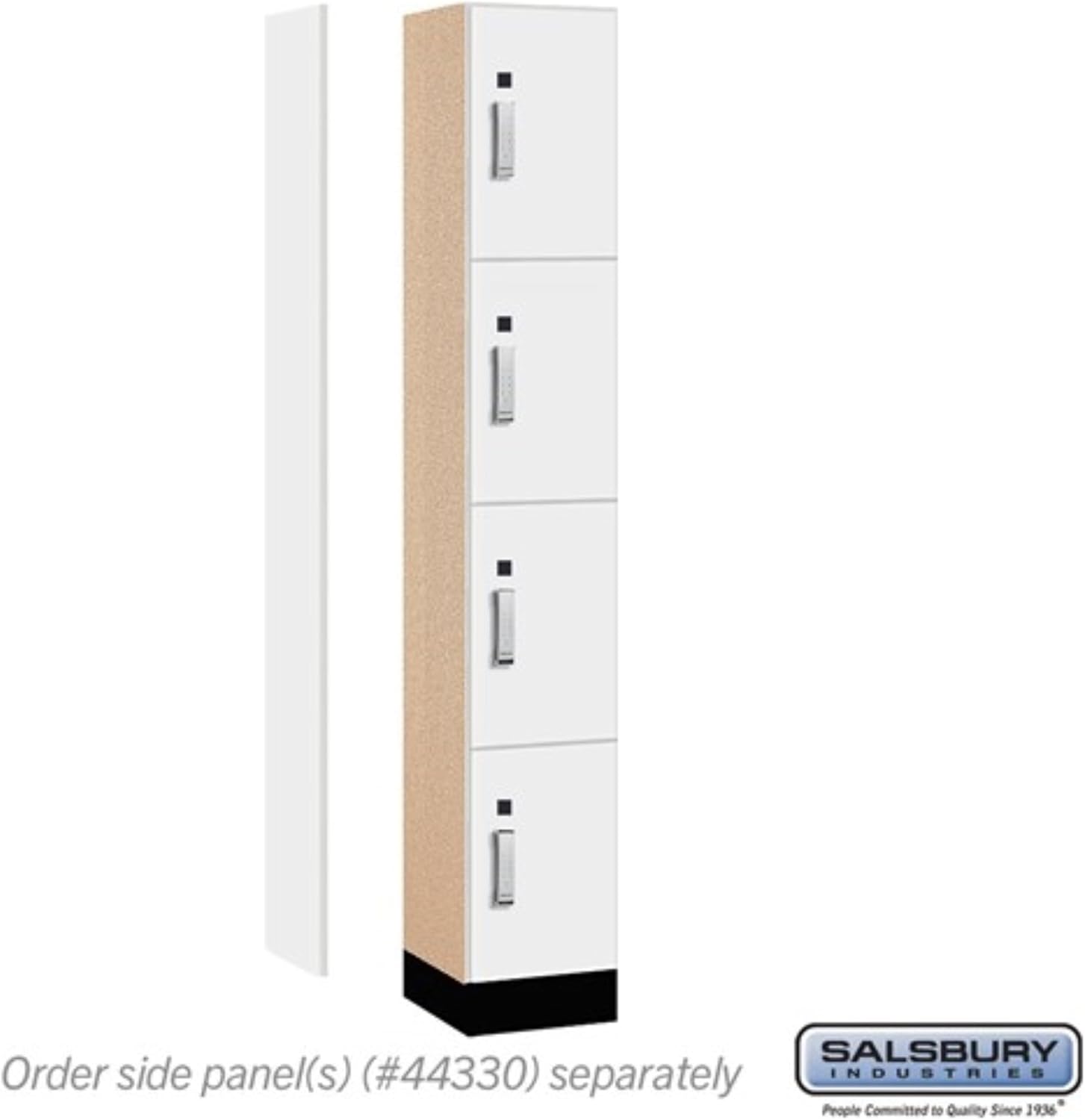 Salsbury 12" Wide Premier Wood Locker-Four Tier-1 Wide-6 Feet High-15 Deep-Arctic White-Silver Electronic Locks