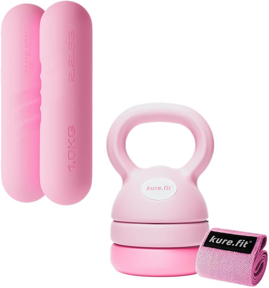 Pink Weight Bars & Pink Adjustable Kettlebell(5-12 lb) Bundle