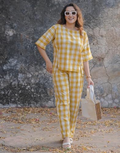 Image of FABNEX Stylish Printed Cotton Blend Co Ord Set for Women || Casual & Festive Indo-Western Outfit (K 125-127)