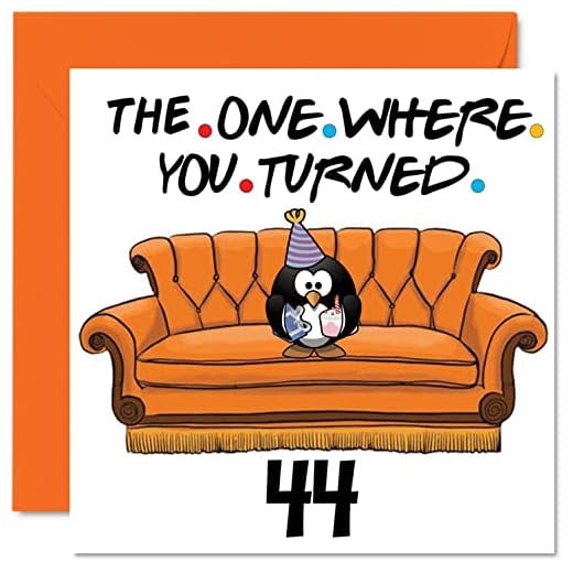 Divertidas tarjetas de cumpleaños 44 para hombres y mujeres, The One Where Divertidas tarjetas de cumpleaños para papá, mamá, hermano, hermana, abuelo, niñera, abuela, tío, tía, 145 mm x 145 mm,