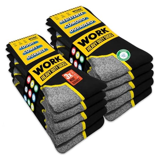 SOXCO WORK Socks for Men Crew Length Black Socks 10 Pairs, US 9-12