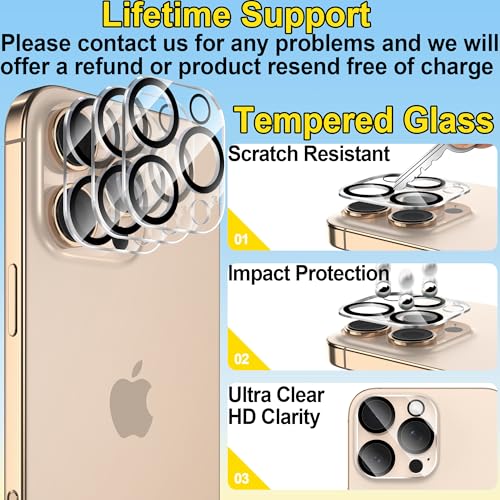 Image of 4youquality Camera Lens Protector for iPhone 16 Pro and iPhone 16 Pro Max, 9H Tempered Glass, Anti-Scratch, Case-Friendly, 3-Pack