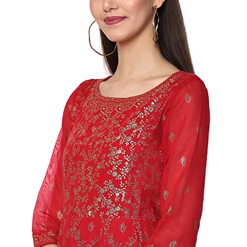 Image of BIBA Women Poly Modal Anarkali Printed Dress