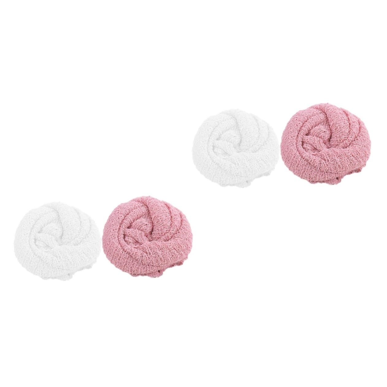Abaodam 4piezas Envolvente para Recién Nacidos De Transpirable y Elástico para Fotografía De Bebés y Rosa