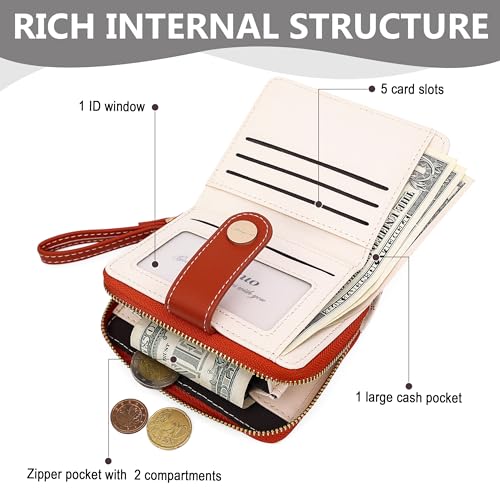 Image of Farcauo Cat Pattern Wallet for Women and Ladies Small Cute Kawaii Red Coin Purse with ID Window and Credit Card Holder Compact Wallet for Women and Ladies