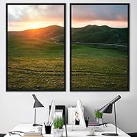2 Piece Framed Canvas Wall Art Sunset in The Mountains Canvas Prints Home Artwork Decoration for Living Room,Bedroom - 16
