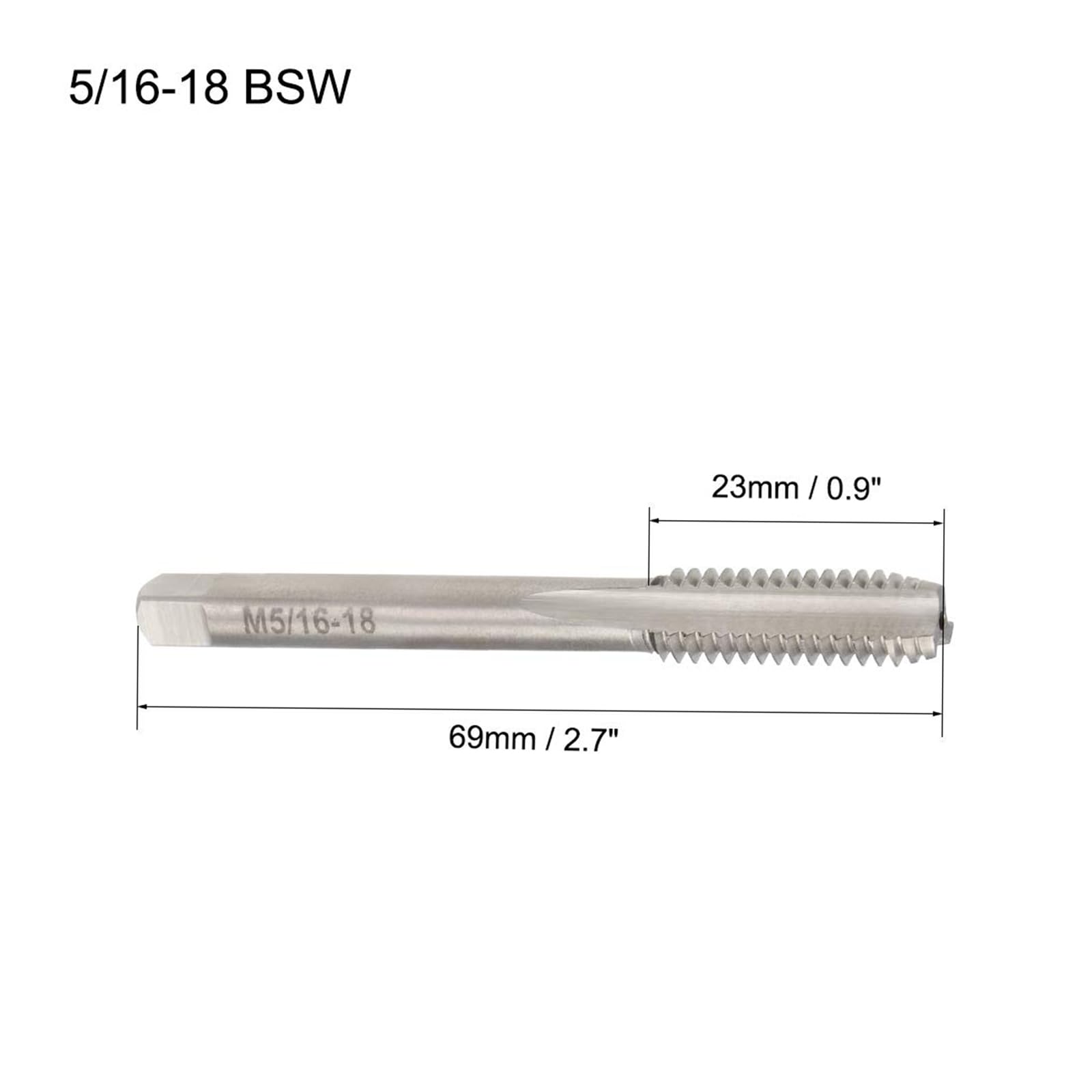 MACHSWON Machine Tap BSW 5/16-18 Thread, for Processing Through Holes or Shallow Holes - Image 2