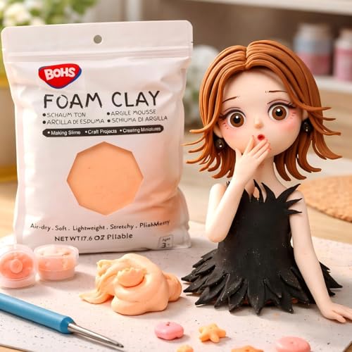 Image of BOHS Peach Modeling Foam Clay - 1.1 Lbs, Squishy,Soft, Air Dry -for Flower Mirror,Cosplay,Fake Bake, Slime Supplies-500g (Pack of 3)