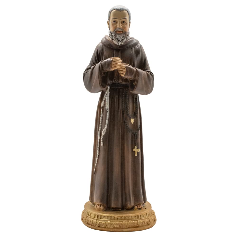 Saint Padre Pio | Patron of Civil Defense Workers | Christian Home Decor | 8" Tall | Great Catholic Gift for Baptism, First Holy Communion, Confirmation, Graduation and Housewarming