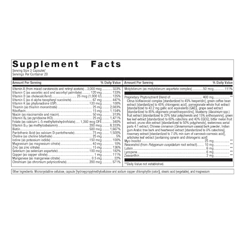 Metagenics PhytoMulti Multivitamin with Phytonutrients - Daily Multivitamin Supplement for Men & Women - with Zinc & B6 Vitamins - 60 Capsules - Image 3