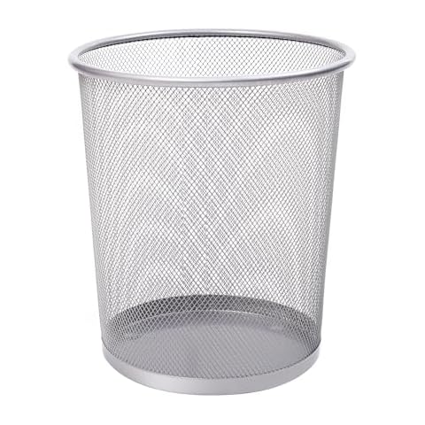 KEPLIN Round Trash Can - 1 Pack Silver Non-slip Mesh Bin Cover