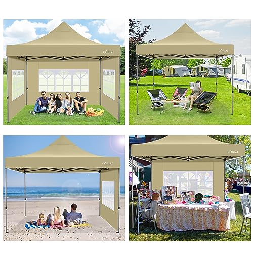 Image of COBIZI 10x10 Pop Up Canopy Tent with Sidewall,Outdoor Canopy,Yellow