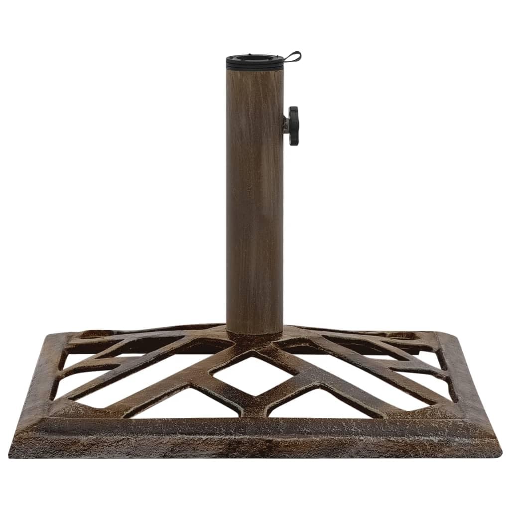 vidaXL Cast Iron Umbrella Base in Bronze - Decorative Outdoor Umbrella Stand with Scrollwork Design - Suitable for Various Diameter Poles - Durable and Sturdy - Square Shape