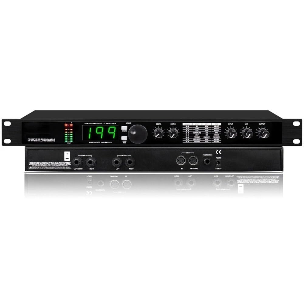Gax-4II Pro Digital Reverb Audio Procesador para efectos DSP Voz Micrófono Ecualizador 99 Presets 199 Memoria Metal Negro Estudio Escenario