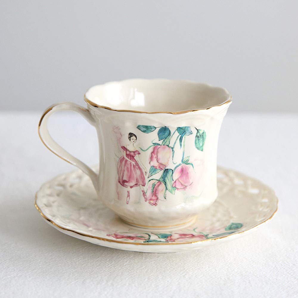 Ceramiczny zestaw filiżanek i spodków do kawy wielokrotnego użytku o pojemności 200 ml, 6,76 uncji Śliczne popołudniowe filiżanki do espresso Kubki na mleko Kubki na koktajle z uchwytem Napoje