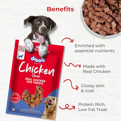 Image of Drools Puppy & Adult Diced Dog Treats 70g | Real Chicken Flavour | Rich in Protein | No Artificial Preservatives | Best for Training & Bonding
