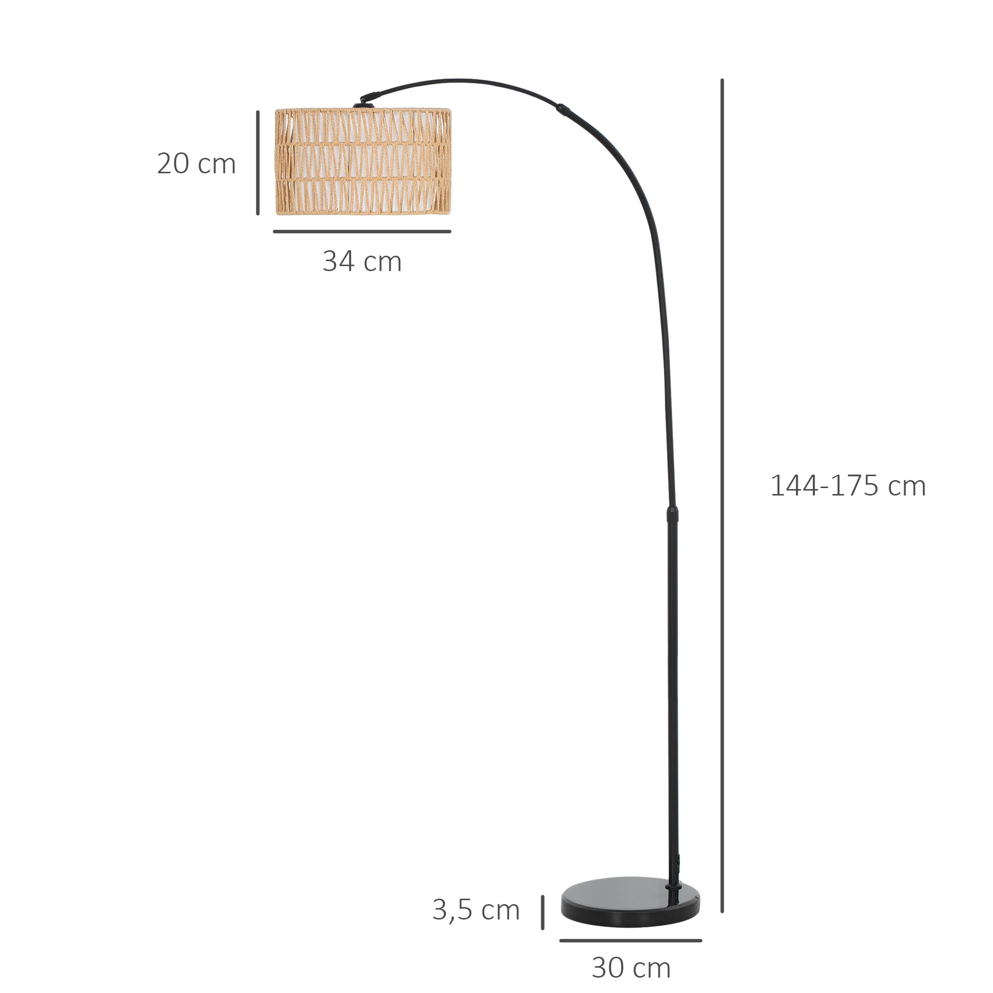 Lampa podłogowa z abażurem z lnu, E27, do salonu