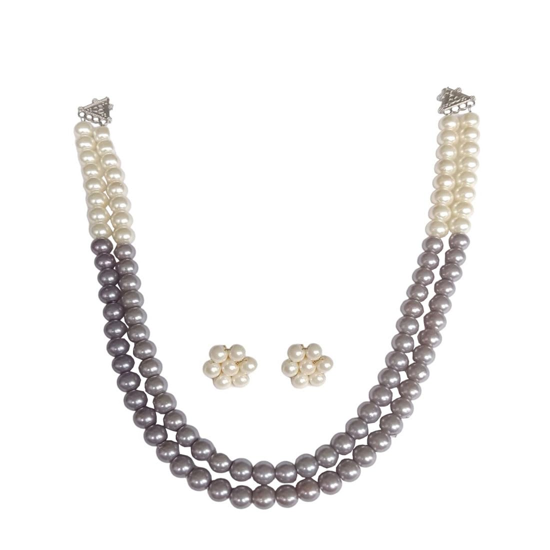 DENICRAAS Dark Grey half White Pearls beaded Moti Mala Necklace Jewellery Set For Women &Girls Mala Set Womens Fashion Accessories (B0D5HZ92KS) Amazon Price History, Amazon Price Tracker