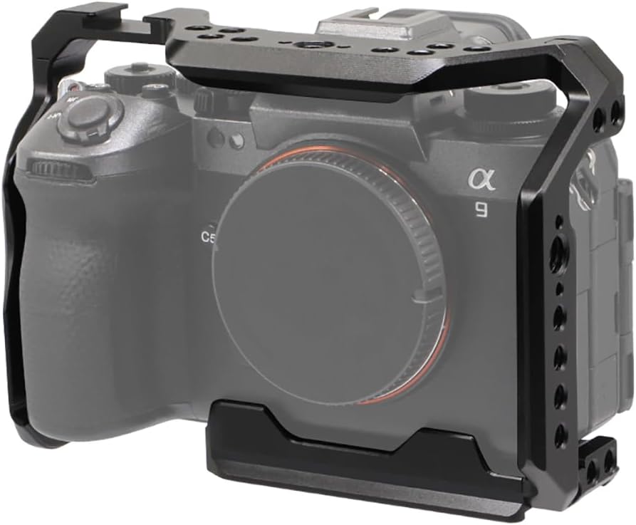 FEICHAO A9III/ A1II Camera Cage Rig with Cold Shoe Mount 1/4 3/8 Expansion Frame Compatible with A9III/ A1II Camera Tripod Bracket