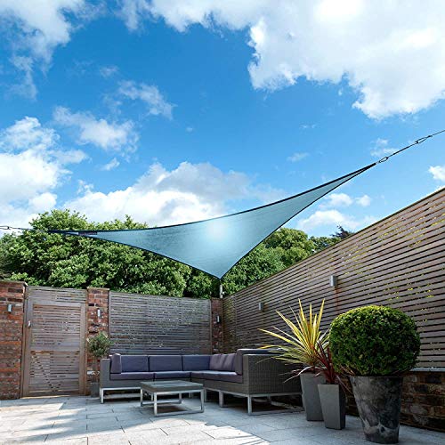 Voile d'ombrage triangulaire bleue Toile anti-UV étanche pour terrasse et jardin moderne