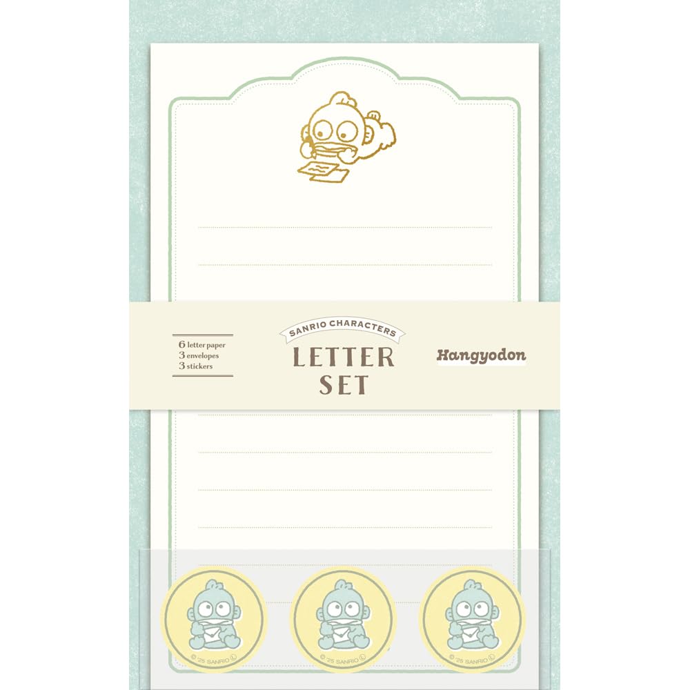 Furukawa Paperwork SS79 Letter Set, Foil Stamped Mini Letter Set, Sanrio Characters Hanguyodon