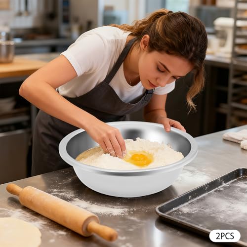 Set de 2 tazones grandes de acero inoxidable 15 Qt miniatura 4