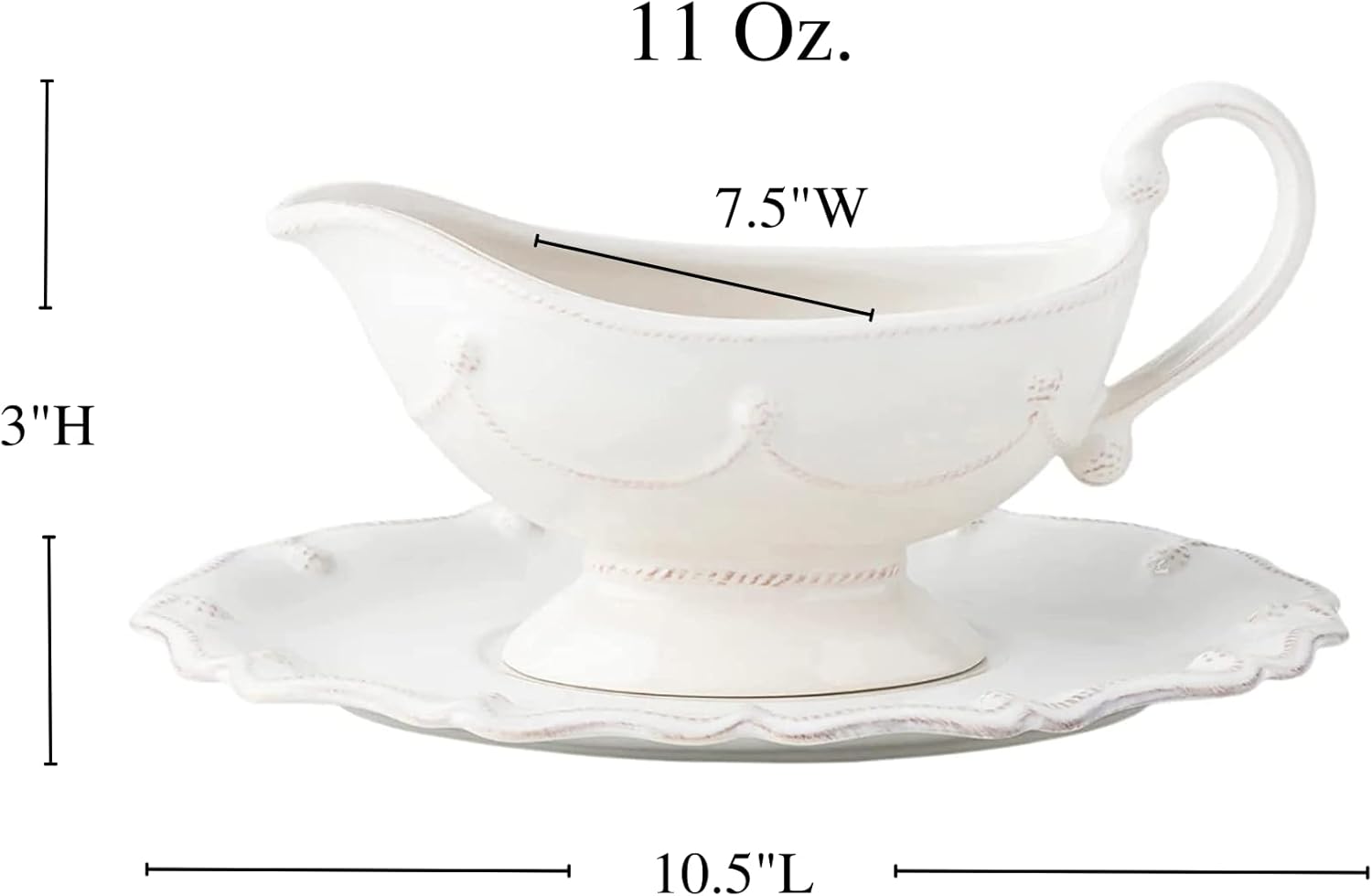 Juliska Berry & Thread Sauce Boat and Stand - Whitewash