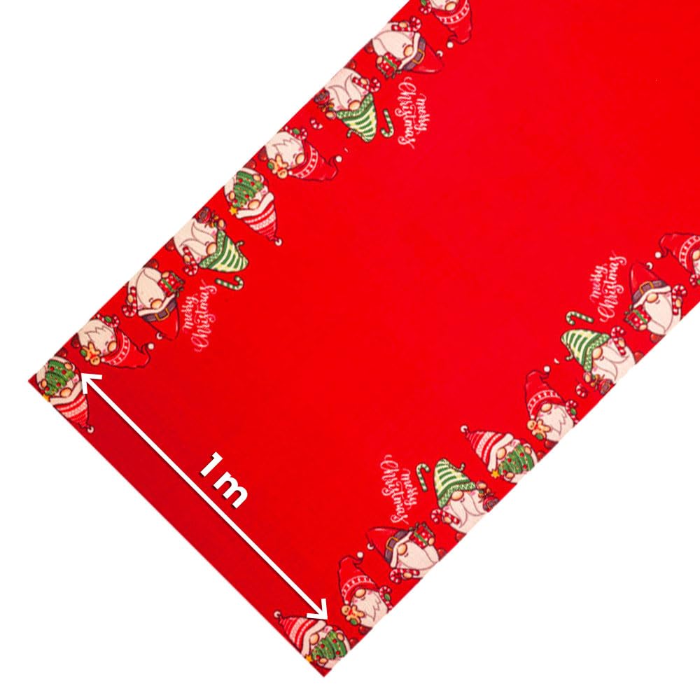 Olivo.Shop | Jingle Roll - Alfombra navideña por Metros, para Interior y Exterior, 1 Metro de Ancho, para Eventos y preparaciones (Gnomes, 5 Metros)