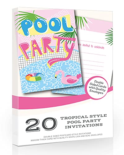 Olivia Samuel Lot de 20 cartes d'invitation pour fête autour d’une piscine Style tropical prêtes à écrire Rose avec enveloppes Cover