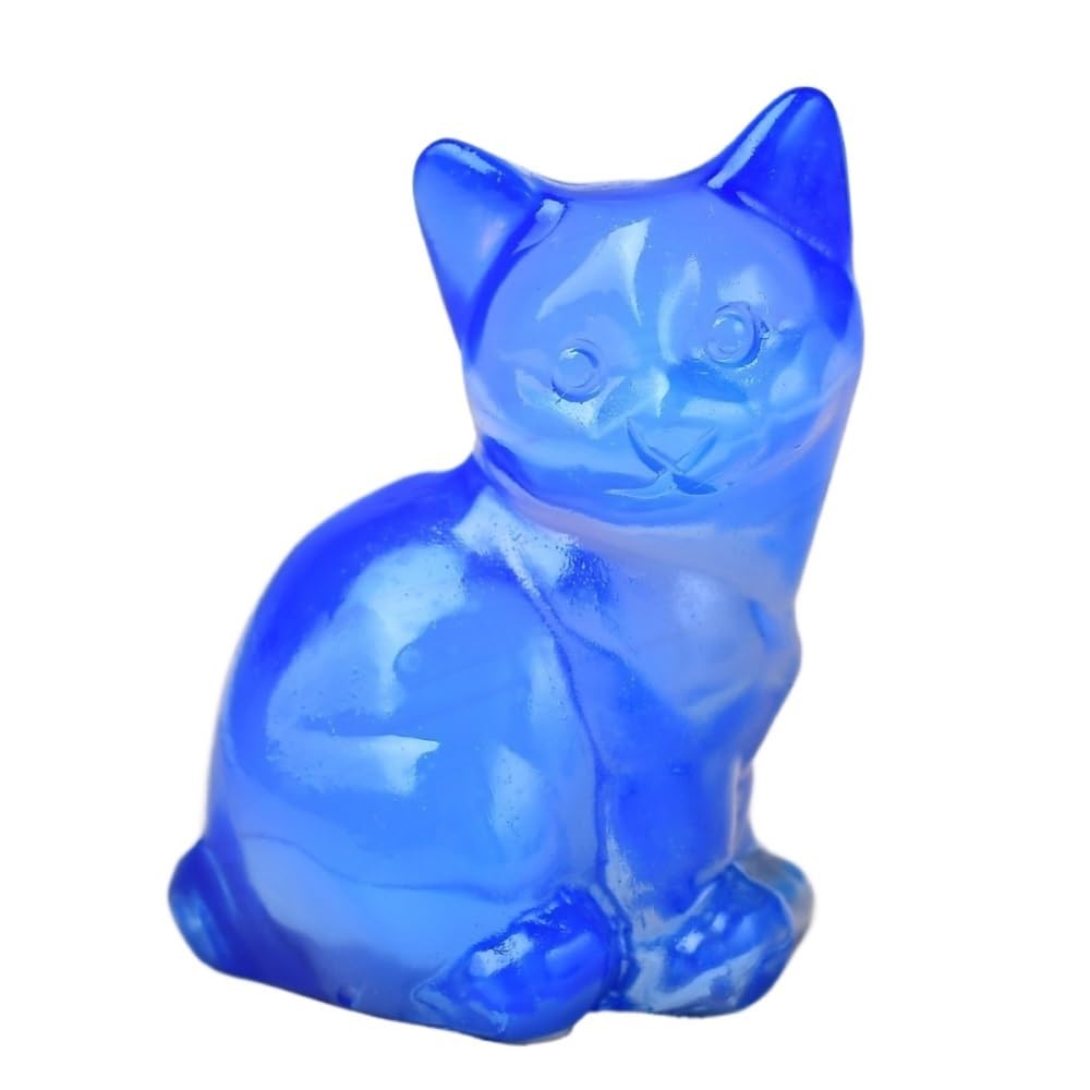 HUFFA Natural Amethyst Cat Figurine - Handcrafted Carving for Home Desktop Decoration(Blueprotein)