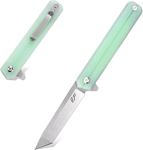 Eafengrow EF65 Flipper - Cuchillo de bloqueo plegable con rodamiento de bolas, hoja D2 y mango de acero G10, multiherramienta asistida de bolsillo
