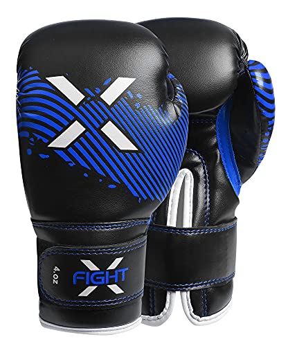 Fightx Kids Boxing Gloves For 3-8 Years 4 6 Oz Training Mma Boys Girls Kickboxing Punching Gloves For Training, Punching Bag, Muay Thai, Mma (Blue, 4Oz) #TOP2