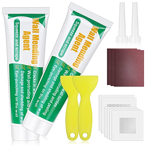 Drywall Repair Kit, Ranekie Drywall Hole Patch Kit Spackle Puddy Wall Repair Large Hole Patch Kit, Wall Mending Agent with Scraper Easy to Fill The Holes for Home Wall, Plaster Dent Repair - 2 Pcs