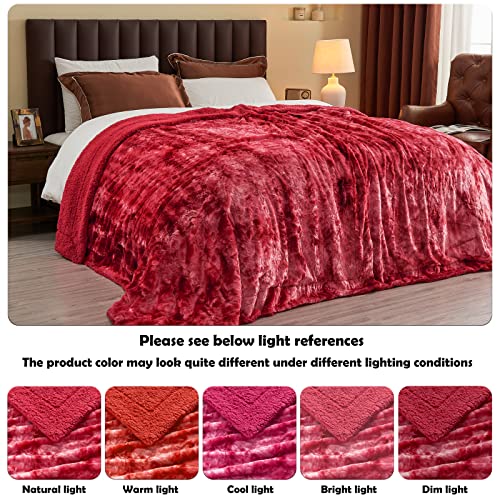 Newcosplay Super Soft Faux Fur Throw Blanket For Couch Tie-Dye Red Sherpa Fuzzy Plush Warm Blanket For Sofa Bed (Tie-Dye Red, Throw(40"X50")) #TOP3
