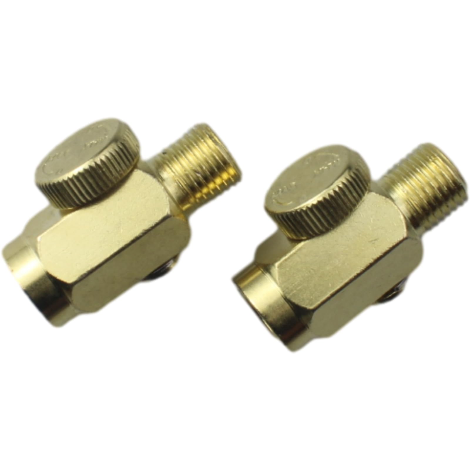 2 válvulas reguladoras de flujo de aire en línea de latón ajustables NPT macho y hembra de 1/4 pulgadas, herramienta de control de compresor de presión de aire