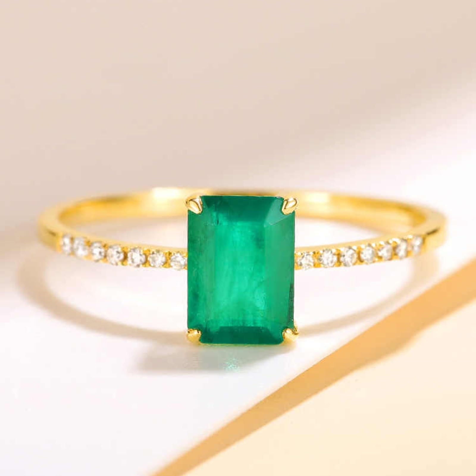 Anillo de compromiso para mujer, oro auténtico, anillo de compromiso, solitario de 1 ct, diamante cultivado en laboratorio