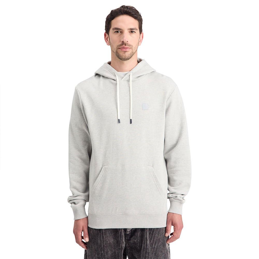 Scotch & Soda Essential odznaka Logo Hooded Bluza z kapturem Męska bluza z kapturem, Szary melanż 050, L