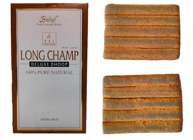 National Box Pack of 1 (10 Sticks Per Box) Balaji Long Champ 100% Pure Natural Deluxe Dhoop for Aroma & Smoke, Extra Freshness, Home Temple Worship, Peace, Purification, Atmosphere Positive Energy