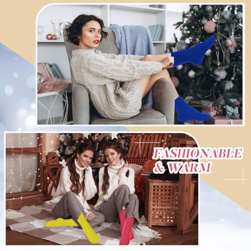 Image of Handepo 60 Pairs Women Fuzzy Socks Bulk Winter Warm Soft Fluffy Crew Sleeping Slipper Socks for Back to School Birthday Gifts