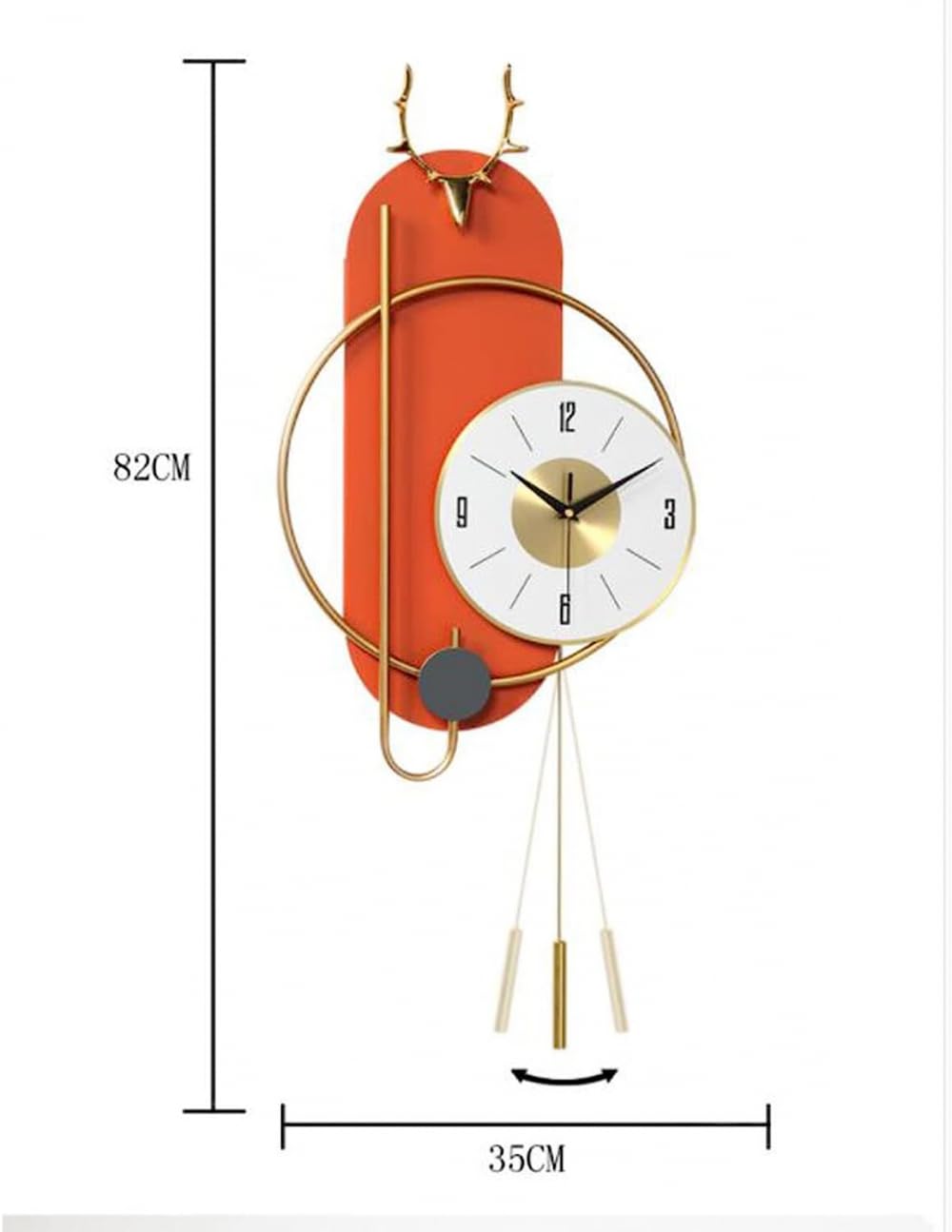 Amazon.com: MIIKHI Large Metal Wall Clock with Pendulum, 35x82CM