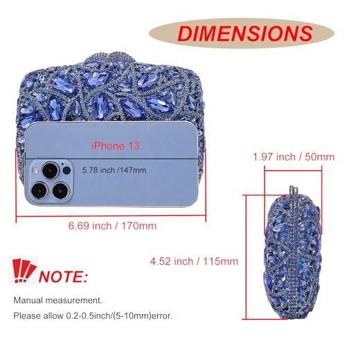 Image of Colorful Crystal Clutch Box Handbag Women Sparkling Evening Bags for Wedding Party Prom Purse